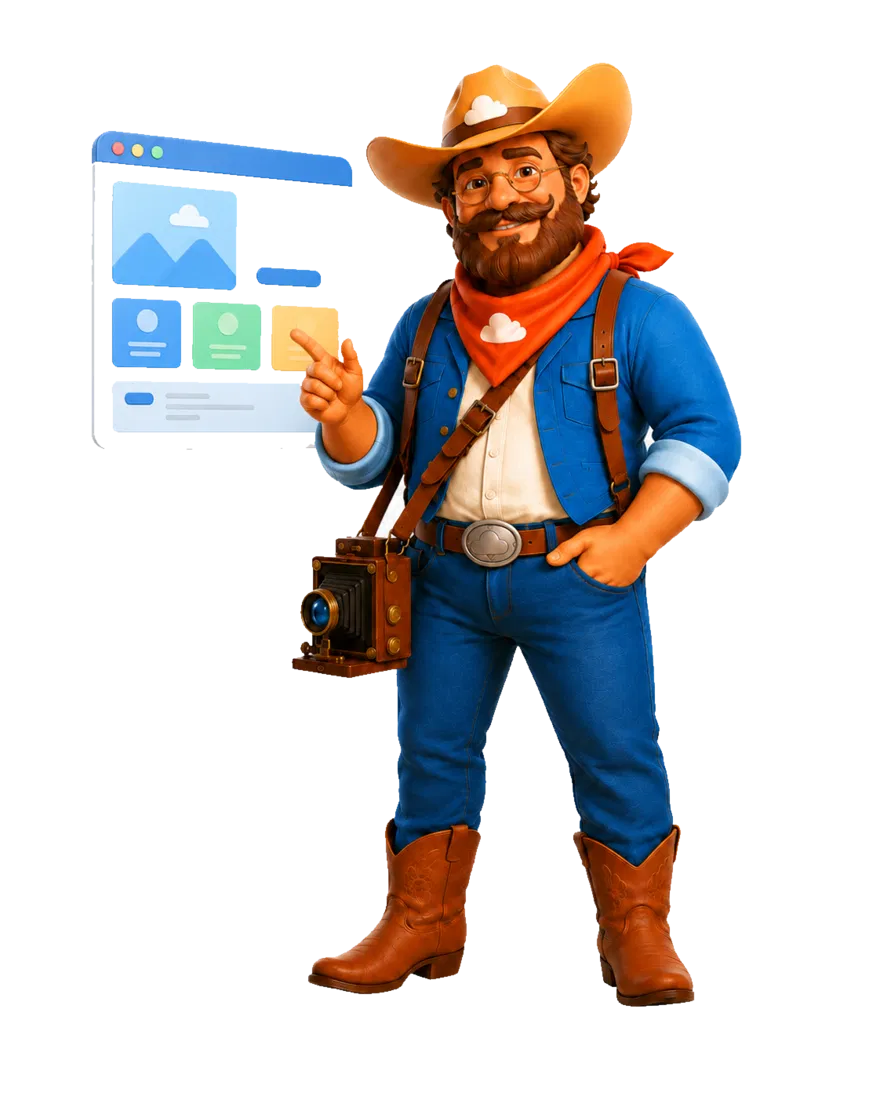 Cloud Cowboy Co. web design mascot